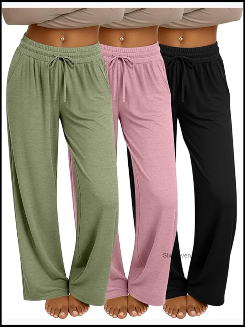 3 Pack Baggy Sweatpants with Pockets, Wide Leg Yoga Lounge Pants Drawstring